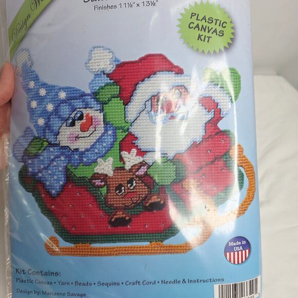 Design Works Plastic Canvas Kit #3349 Santa in Sleigh 11.5" x 13.5"  3349 New - Picture 6 of 7